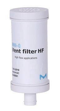 Vent Filter Protects pure water in Milli-Q&#174; IQ/IX/EQ storage tanks from airborne contaminants. For High-Flow applications.