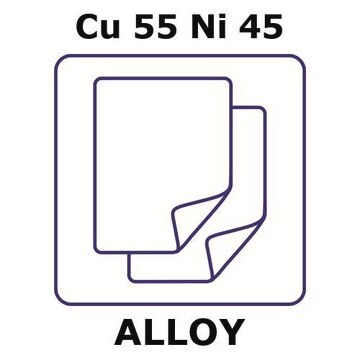 Constantan - resistance alloy, Cu55Ni45 foil, 100 x 100mm, 0.05mm thickness, as rolled, light tight (lt)