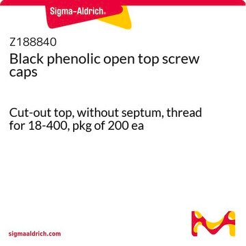 Black phenolic open top screw caps Cut-out top, without septum, thread for 18-400, pkg of 200&#160;ea