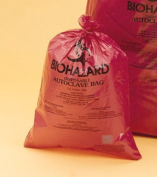 Super strength biohazard disposal bags width × H × thickness 37&#160;in. (940&#160;mm) × 48&#160;in. (1220&#160;mm) × 0.05&#160;mm (2&#160;mil), pack of 100&#160;ea, red