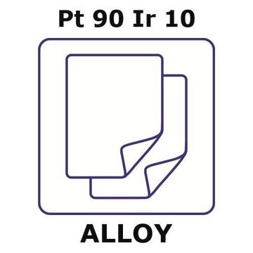 Platinum-iridium alloy, Pt90Ir10 foil, 25 x 25mm, 0.25mm thickness, as rolled