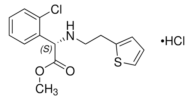 (S)-Methyl-2-(2-chlorophenyl)-2-((2-(thiophen-2-yl)ethyl)amino)acetate hydrochloride certified reference material, TraceCERT&#174;, Manufactured by: Sigma-Aldrich Production GmbH, Switzerland
