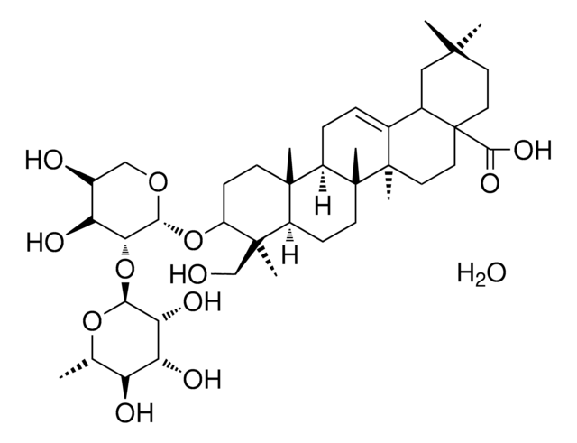 (4ALPHA)-3-{[2-O-(6-DEOXY-ALPHA-L-MANNOPYRANOSYL)-BETA-L-ARABINOPYRANOSYL]OXY}-23-HYDROXYOLEAN-12-EN-28-OIC ACID HYDRATE AldrichCPR