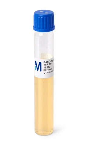 Gélose tryptone-soja - Flacons et tuyaux prêts à l'emploi tube capacity 25&#160;mL, tube filling volume 18&#160;mL, closure type, blue screw cap with septum, box of 20 or 100 tubes